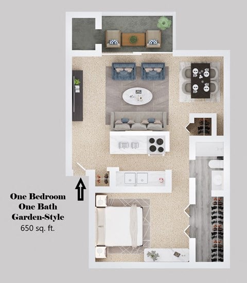 1-bedroom floor plan.